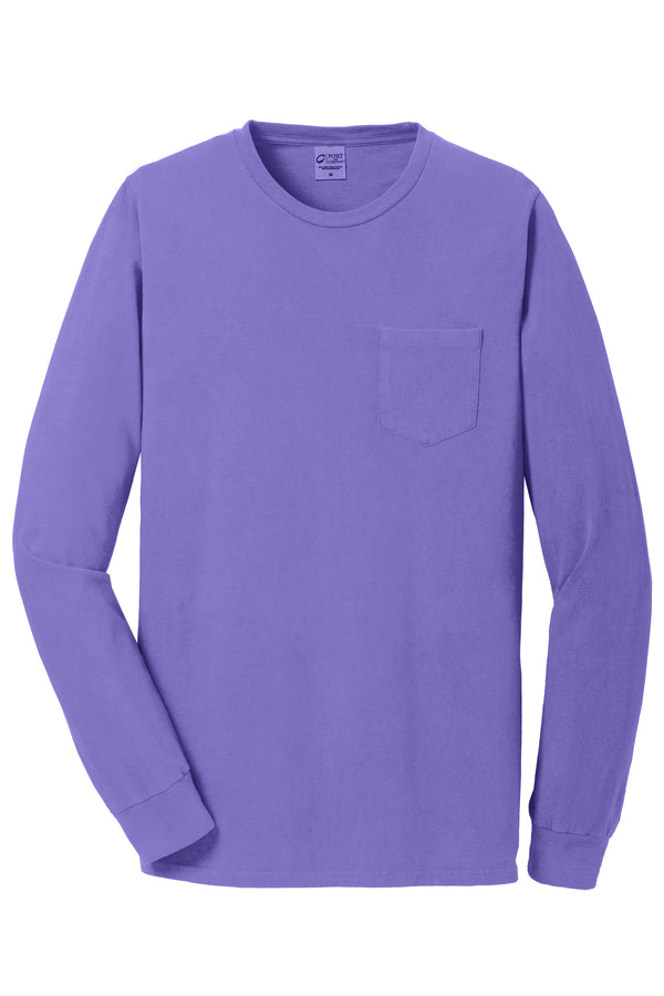 PC099LSP Port & Company® Beach Wash® Garment-Dyed Long Sleeve Pocket Tee