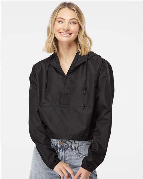 Independent Trading Co. - Women's Lightweight Quarter-Zip Pullover Crop Windbreaker - EXP64CRP
